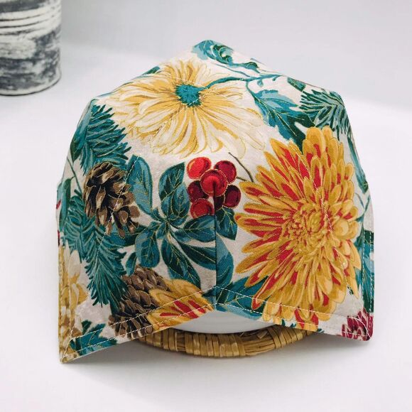 Microwave Soup Bowl Cozy, Reversible, Holiday Festive Dahlias Best Gift Idea - Picture 1 of 10
